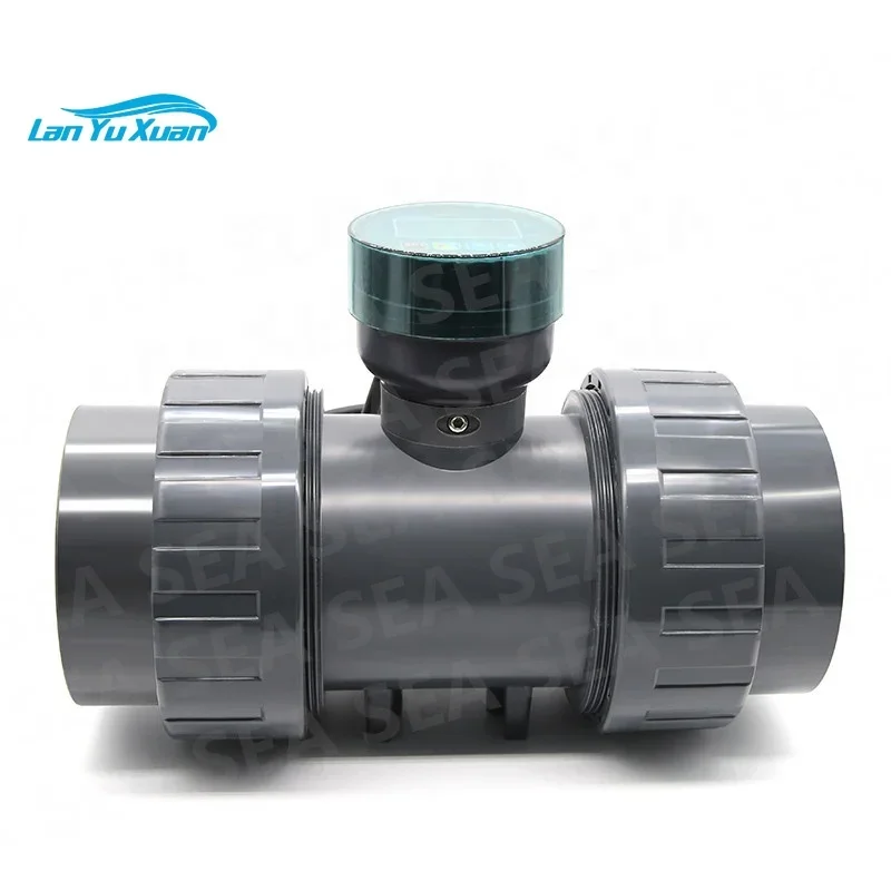 SEA BRAND ZJLCD- DN65 PVC Paddle Wheel Turbine Flow Meter With RS-485 / NPN Pulse Signal Output Data Transmission Flowmter