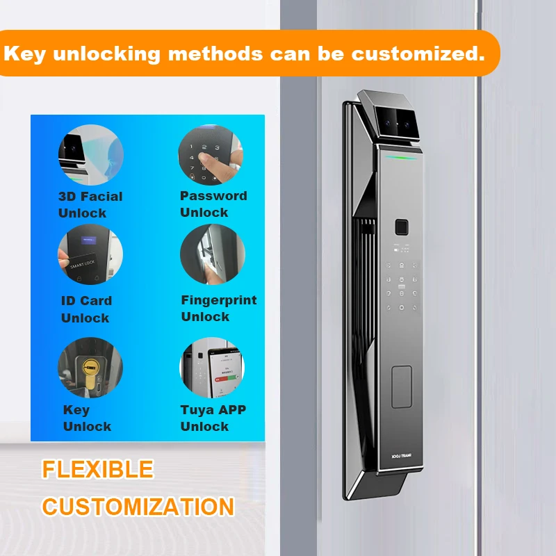 Tuya Smart Home Gate Door Lock Facial Recognition Wifi App Control Screen Intercom Compatible