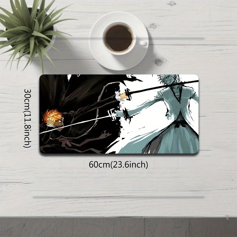 قطعة واحدة من لوحة ماوس الألعاب Bleach Anime Ichigo & Kenpachi Anime Manga - كبيرة جدًا (40x90/30x60/30x80 سم) قاعدة مطاطية غير قابلة للانزلاق، مبيض #2