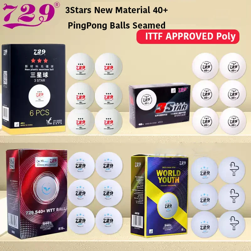 729 Friendship 3 Stars Seamless WTT Table Tennis Ball White 40+ Mm Size 6pc/box PingPong Competition Specific Ball ITTF Approved