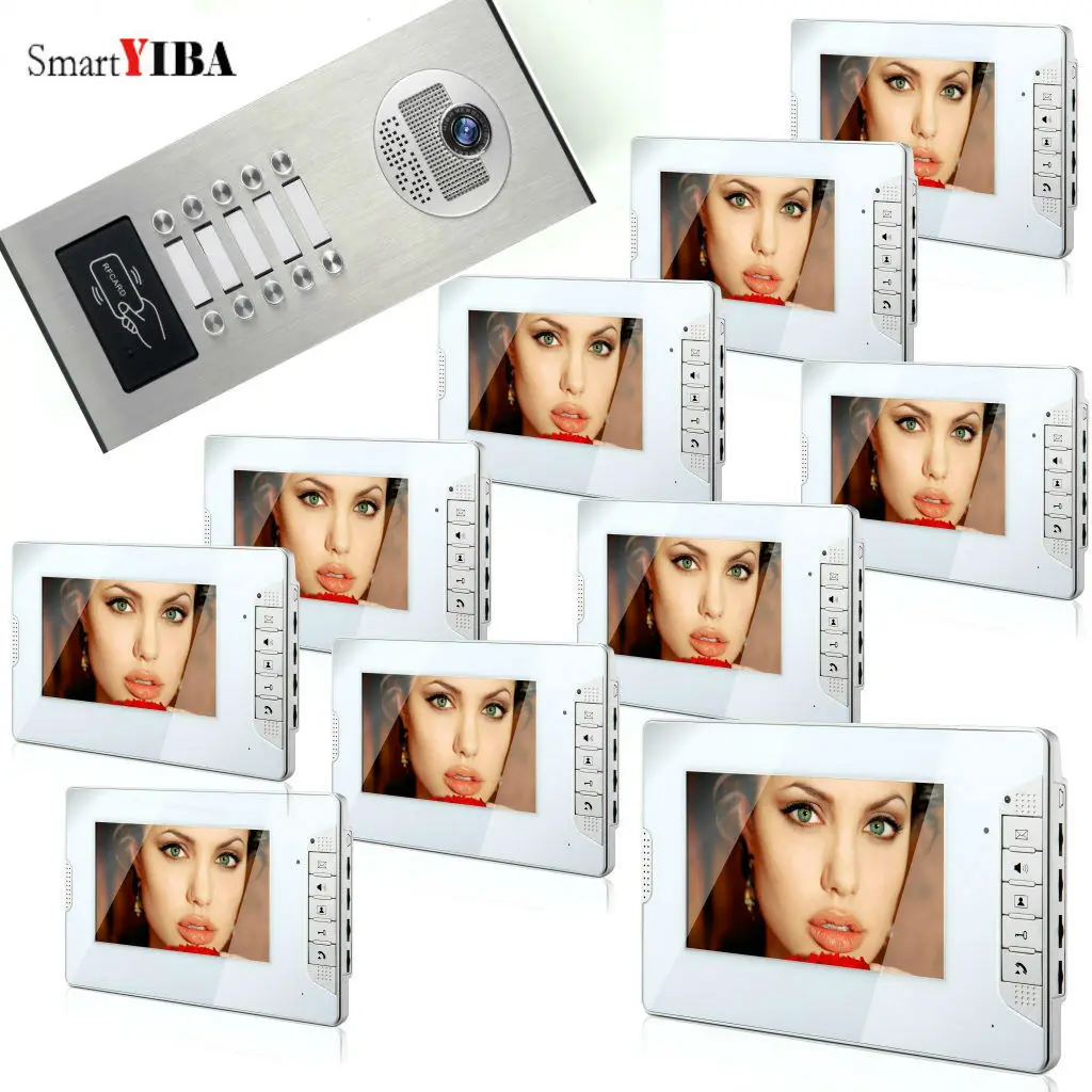 SmartYIBA RFID Access Outdoor Camera Video Door Phone For 2 to 12 Units Buildings Households Wired Intercom System Kits