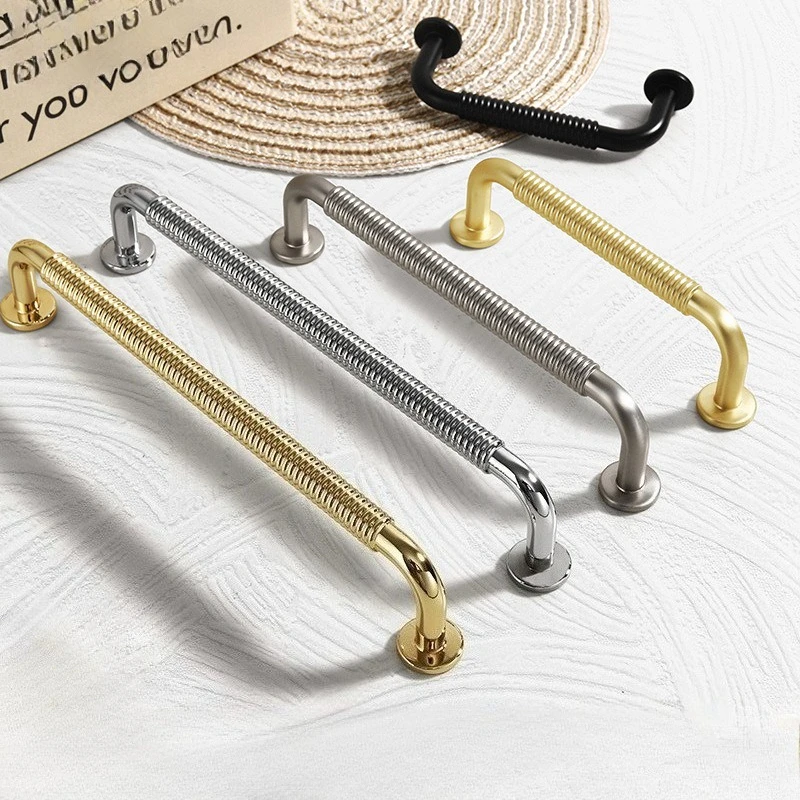 New American Cabinet Door Handle Creative Thread Shaped Wardrobe Handle Light Luxury Minimalist Kitchen Cabinet Drawer Handle