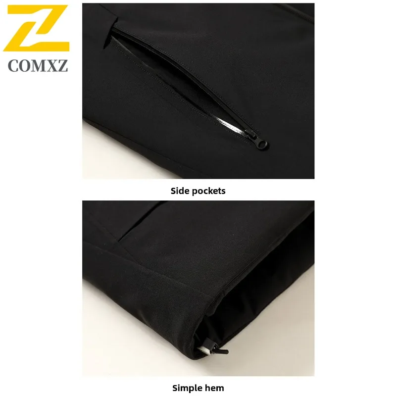 COMXZ メンズ ダウンジャケット クラシック ソリッドカラー アウトドア スキー 防風コート ファッション デイリースタイル 軽量 秋冬服