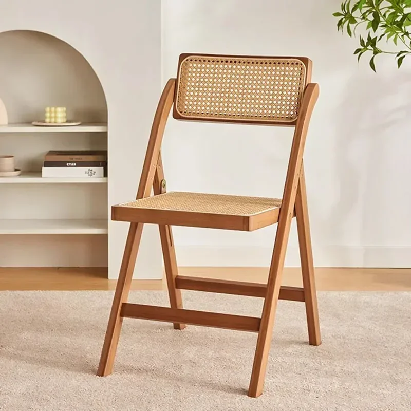 Cafe Portable Folding Dining Chair Rattan Backrest Sedentary Comfort Study Dining Chair Leisure Sillas Nordicas Furniture