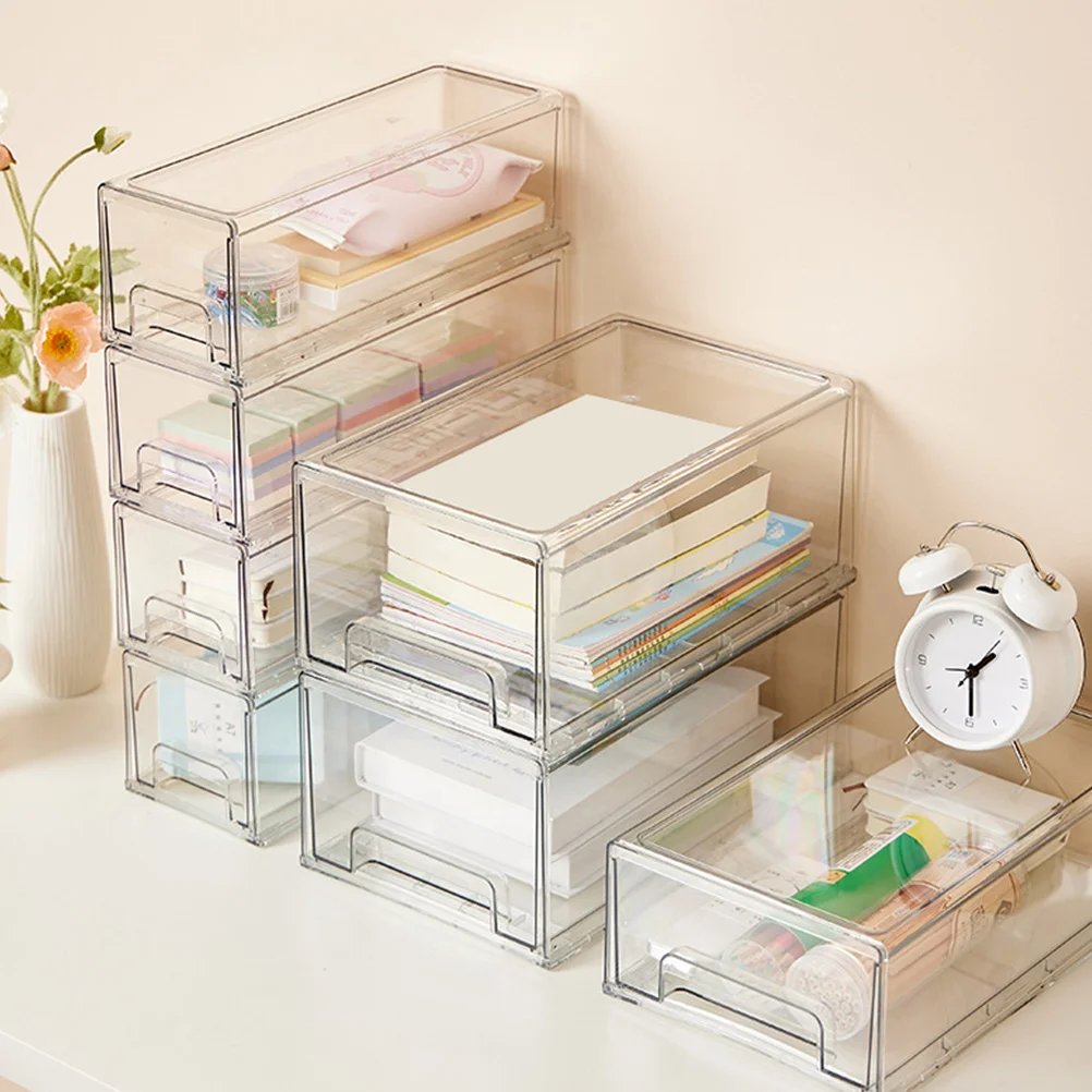 

2Pcs Desktop Storage Box Acrylic Makeup Organizer Cosmetics Holder for Home Office Study Room Bathroom Organizer