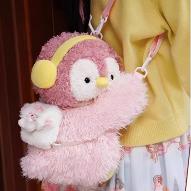 กระเป๋าสะพายข้างรูปเพนกวินน้อยสีกรมท่า น่ารัก สไตล์โลลิต้า การ์ตูน ตุ๊กตาขนนุ่ม กระเป๋าเป้สะพายหลังสำหรับเด็กผู้หญิง ของขวัญเซอร์ไพรส์