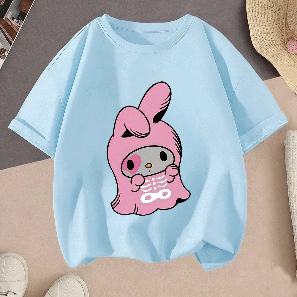 

2D Hello Kitty Hot Sale Cartoon Print Casual Summer Short Sleeve Tops 2026 For Teenagers Children Boys Girls