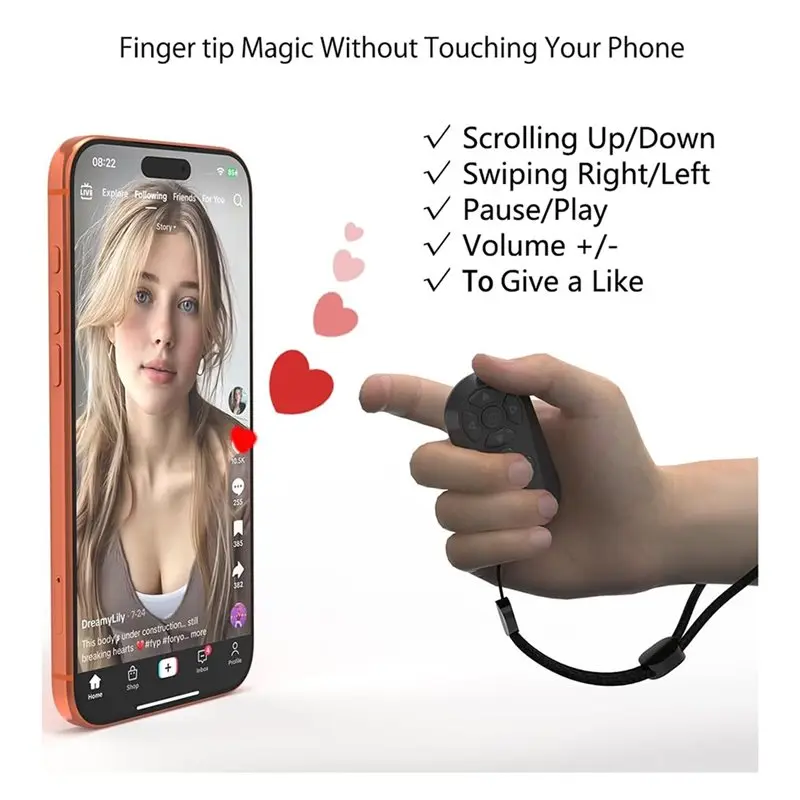 ABKN Wireless Remote Controller Bluetooth Page Turner for TikTok for Kindle Selfie Remote Control for iOS Android