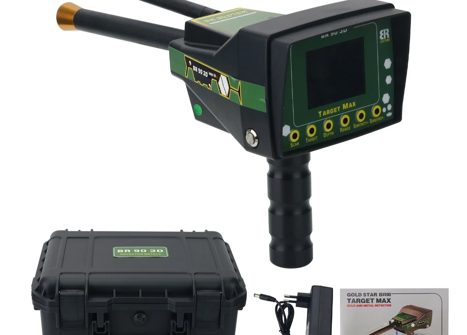TAOMaxGeek Gold Star BR90 3D TARGET MAX 0-1000m Long Range Gold and Metal Detector for Gold/P G/Silver/Copper/Iron/Tin/Gem
