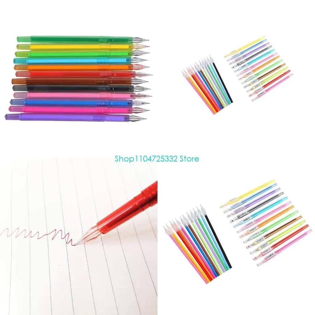 

P5EA Цветная гелевая ручка для головы 12 цветов 0,35 мм Быстросохнущая для женщин Gi