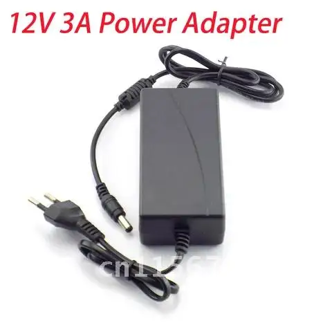 Power Adapter Charger AC to DC 100 - 240V 12V 3A 3000mA US EU Plug Charging for Led Grow Strip Light Lamp 5.5mm x 2.5mm