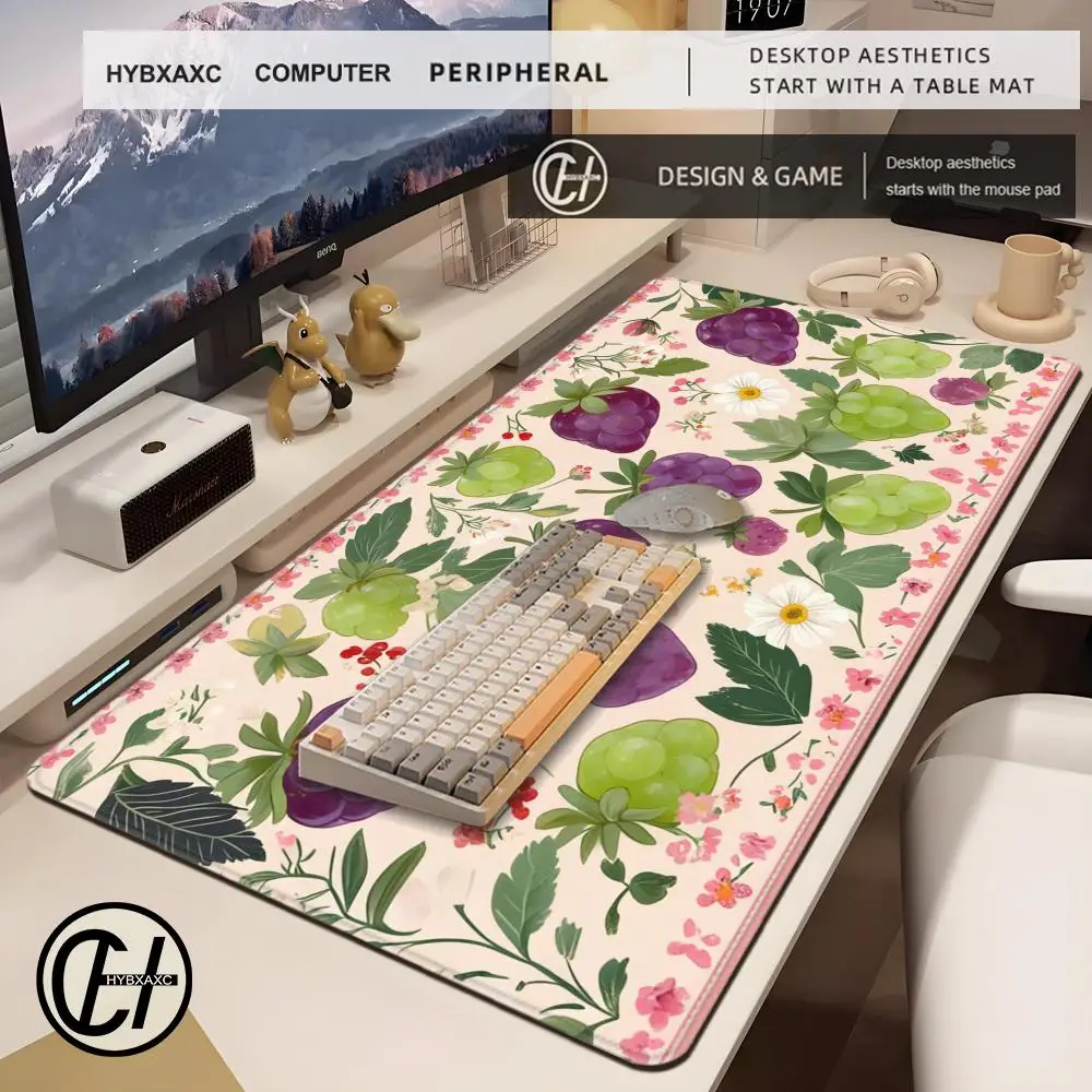

Desks Decor Deskmat Flower Strawberry Design Mouse Pad Large Rubber Anti-slip PC Desk Accessories HYBXAXC Hd Gamer Keyboard Mat