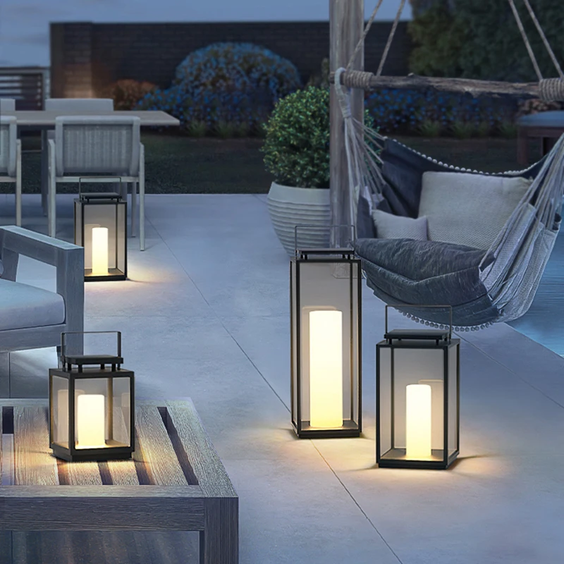 مصباح أرضي مضيء للفناء يعمل بالطاقة الشمسية وإضاءة خارجية غير تعمل بالطاقة الشمسية ومصباح حديقة خارجي لتزيين الحديقة الخارجية
