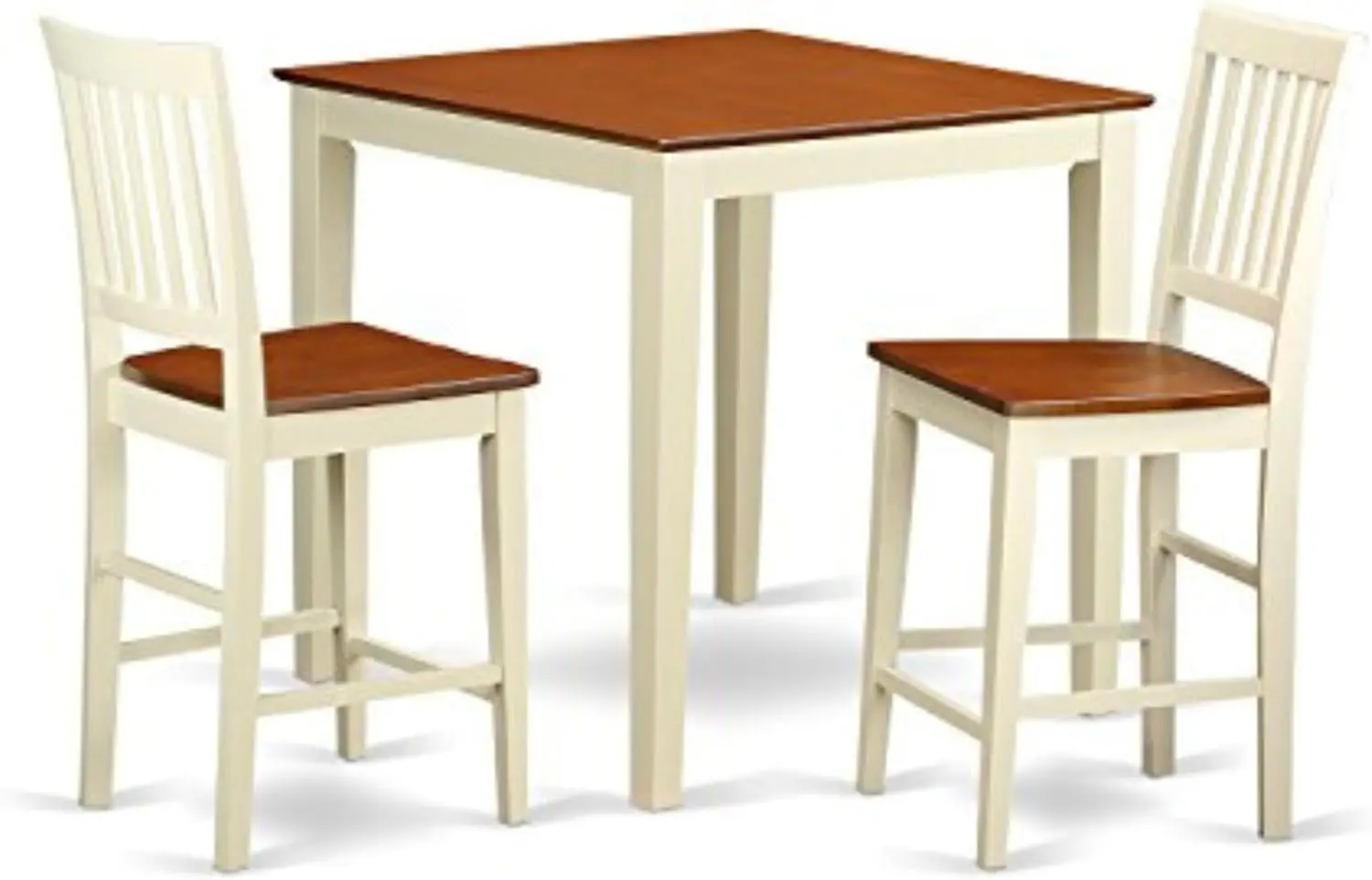 

East West Furniture Vern3-Whi-W Vernon 3 Piece Counter Height Pub Set For Small Spaces Contains A Square Dinette Table And 2