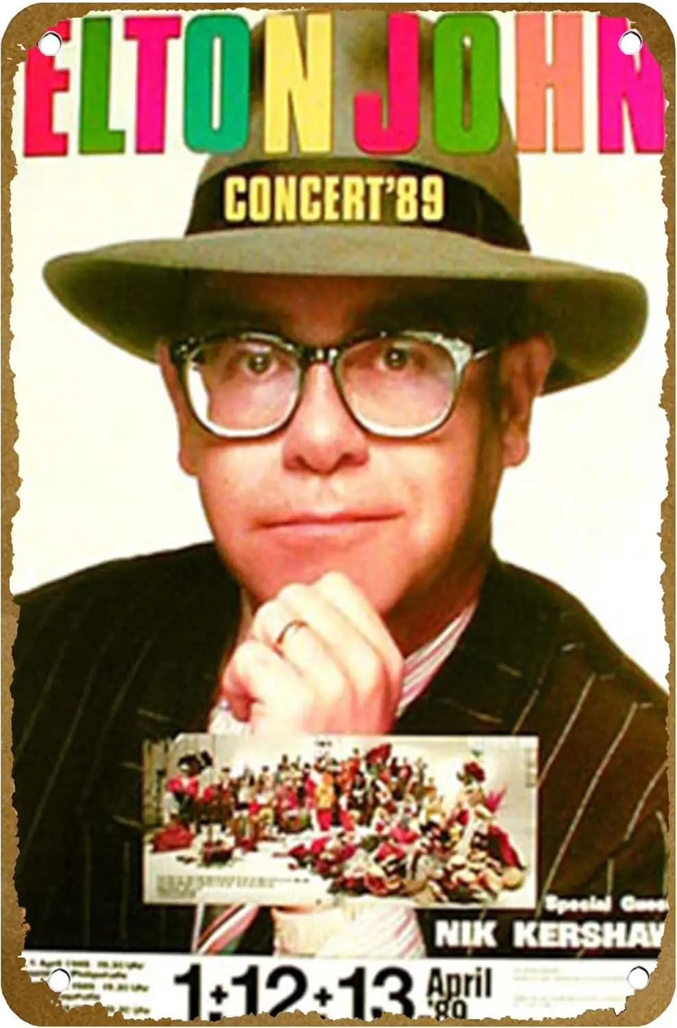 John, Elton concert Poster Vintage Metal Tin sign Logo Family Club Bar Cafe Bedroom Art Wall Decoration Gift 8x12 inches sign