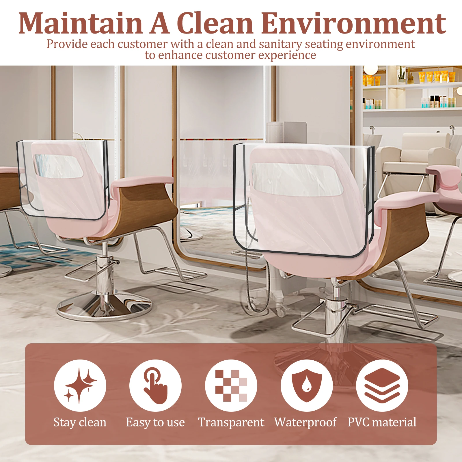 6Pcs Salon Chair Cover 20 x 15.4 x 4.7 Inch Transparent Square Hairdressing Chair Cover for Hair Salon Dressing Room