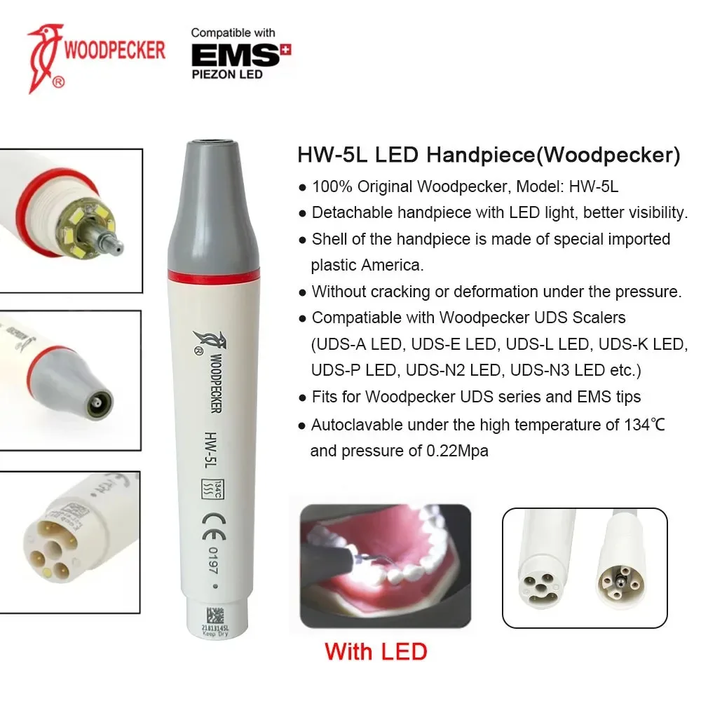 Picture 5: Original Woodpecker HW-3H HW-5L LED Ultrasonic Piezo Scaler Handpiece Dental Teeth Cleaning Dentistry Instrument