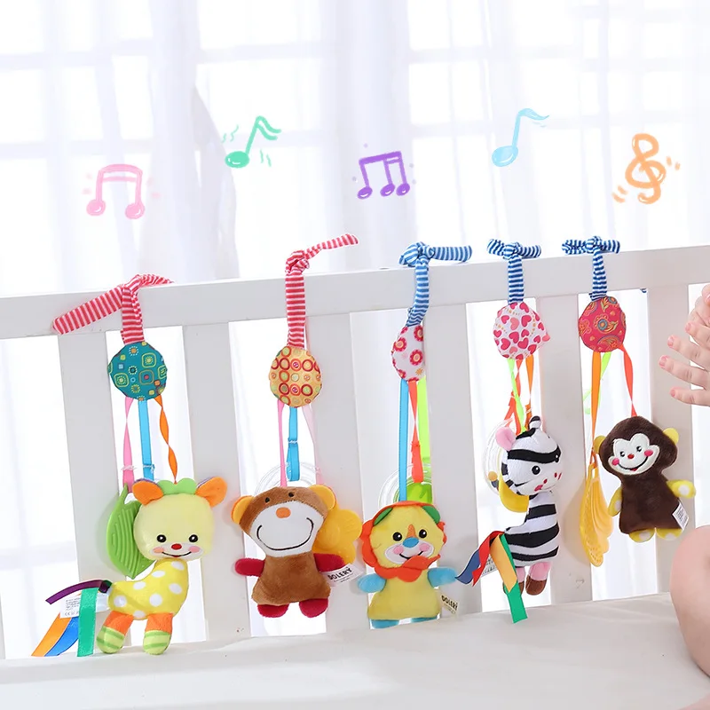 Baby Lathe Hanging Rubber Ring, Ringing Music Small Bed Hanging 0-1 Year Old Baby Stroller Hanging Accessories Toys