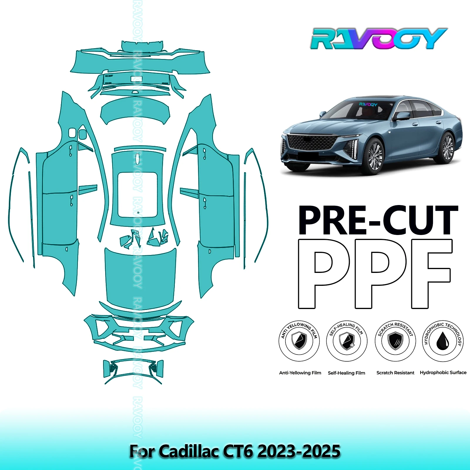 

Car Precut PPF Paint Protection Film Full Vehicle For Cadillac CT6 2023-2025