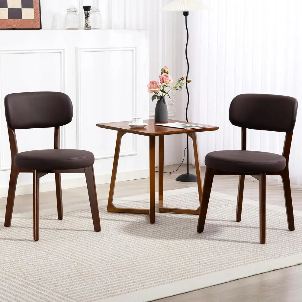 

Yilaywain -Century ern Dining Chairs with Rubberwood e, Black aux Leather Upholstered, 250 LBS Weight acity, Anti-Slip Protect(B