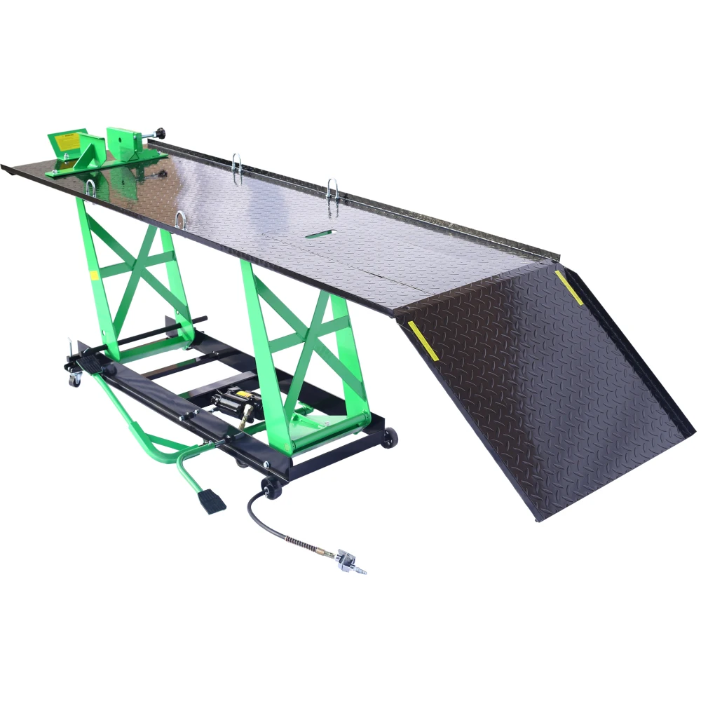 

Air Hydraulic Motorcycle Lift, 1000 Lb. Capacity Mobile ATV/Motorcycle Lift Table, Heavy Pneumatic Jack with Removable Ramp