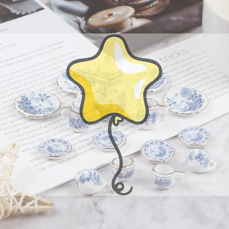 

15 шт., высокое качество 1:12, миниатюрная посуда для кукольного домика, фарфоровая керамическая чашка для чая, набор