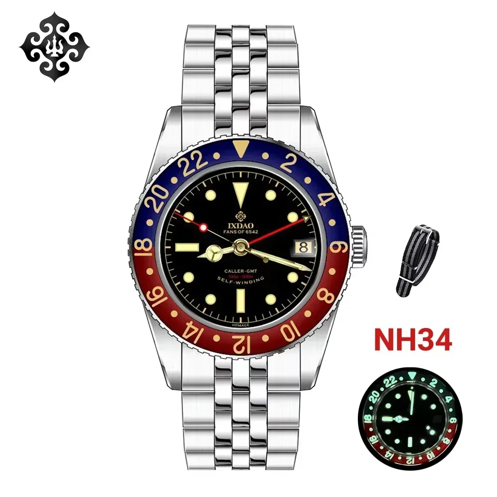 

IPOSE IX & DAO 2024 Новые мужские механические часы NH34 Роскошные мужские деловые часы GMT Водонепроницаемые часы C3 100 м для мужчин