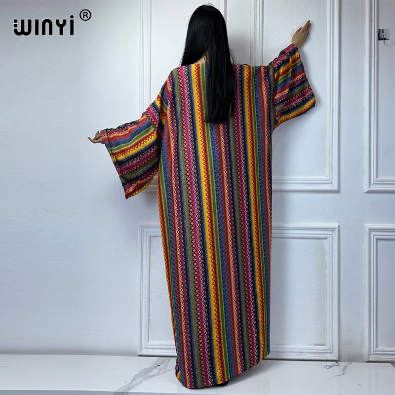 Winyi Afrika Kimono ethnischen Jacquard Strickjacke elegante Bikini Vertuschung Mantel Badeanzug Strand Outfits für Frauen Kleid Mode Kaftan