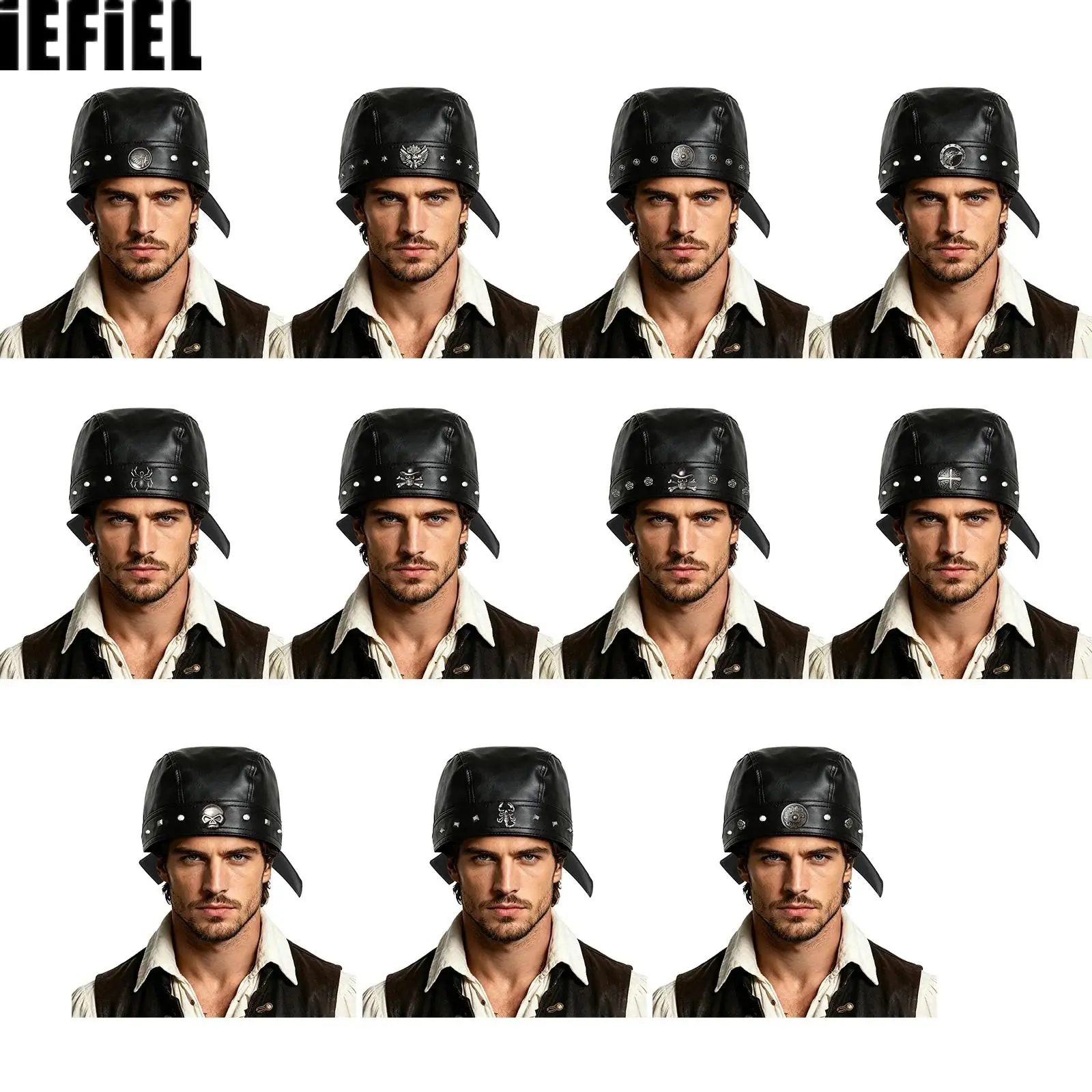 

Biker Cap for Women Men Leather Adjustable Motorcycle Skull Rivet Cap Stylish Biker Headwrap for Riding Outdoor Activities