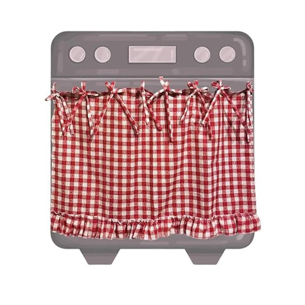 Farmhouse Oven Skirt with Hand-Finished Ruffles and Secure Tab Fit for Concealing Baking Supplies and Appliances