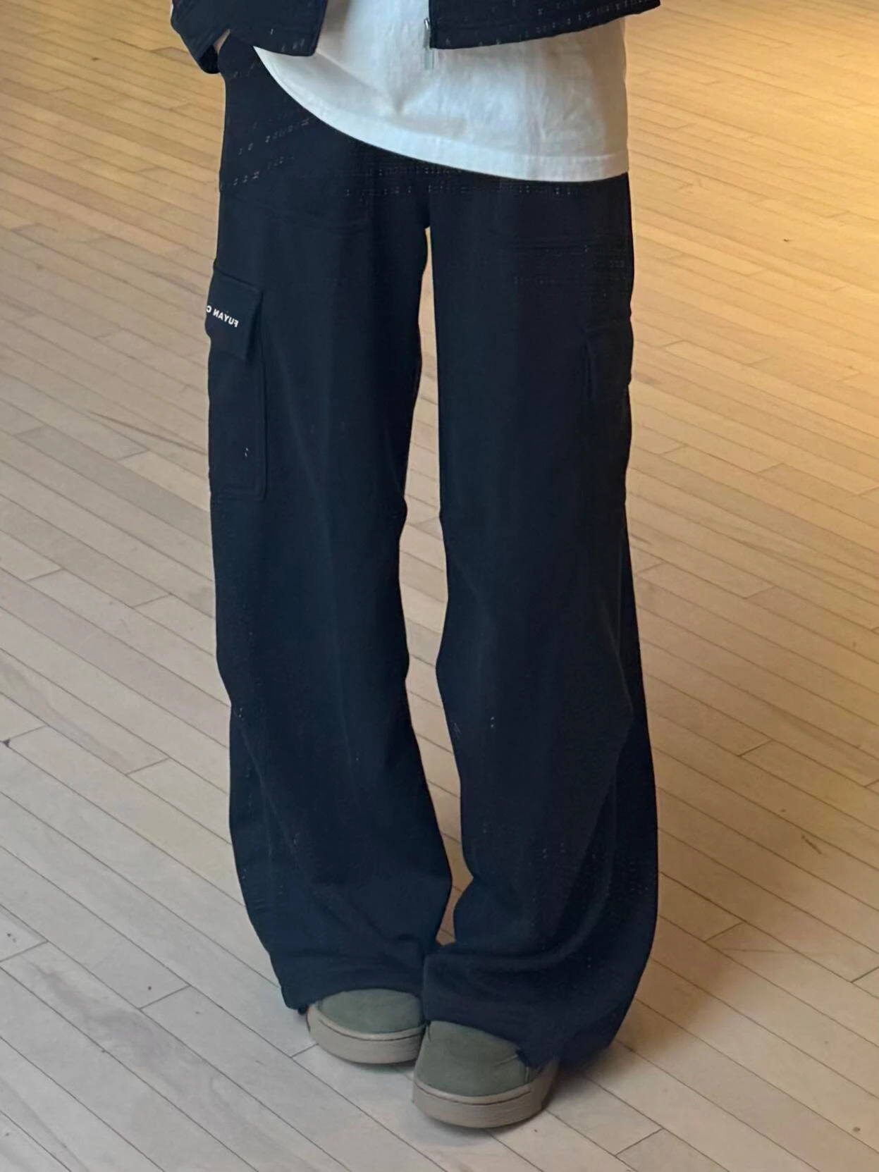 

Женские повседневные универсальные свободные брюки Fuyuan Black Wide Leg Workwear с широкими штанинами, прямые, весна-осень, новый стиль, комфортные
