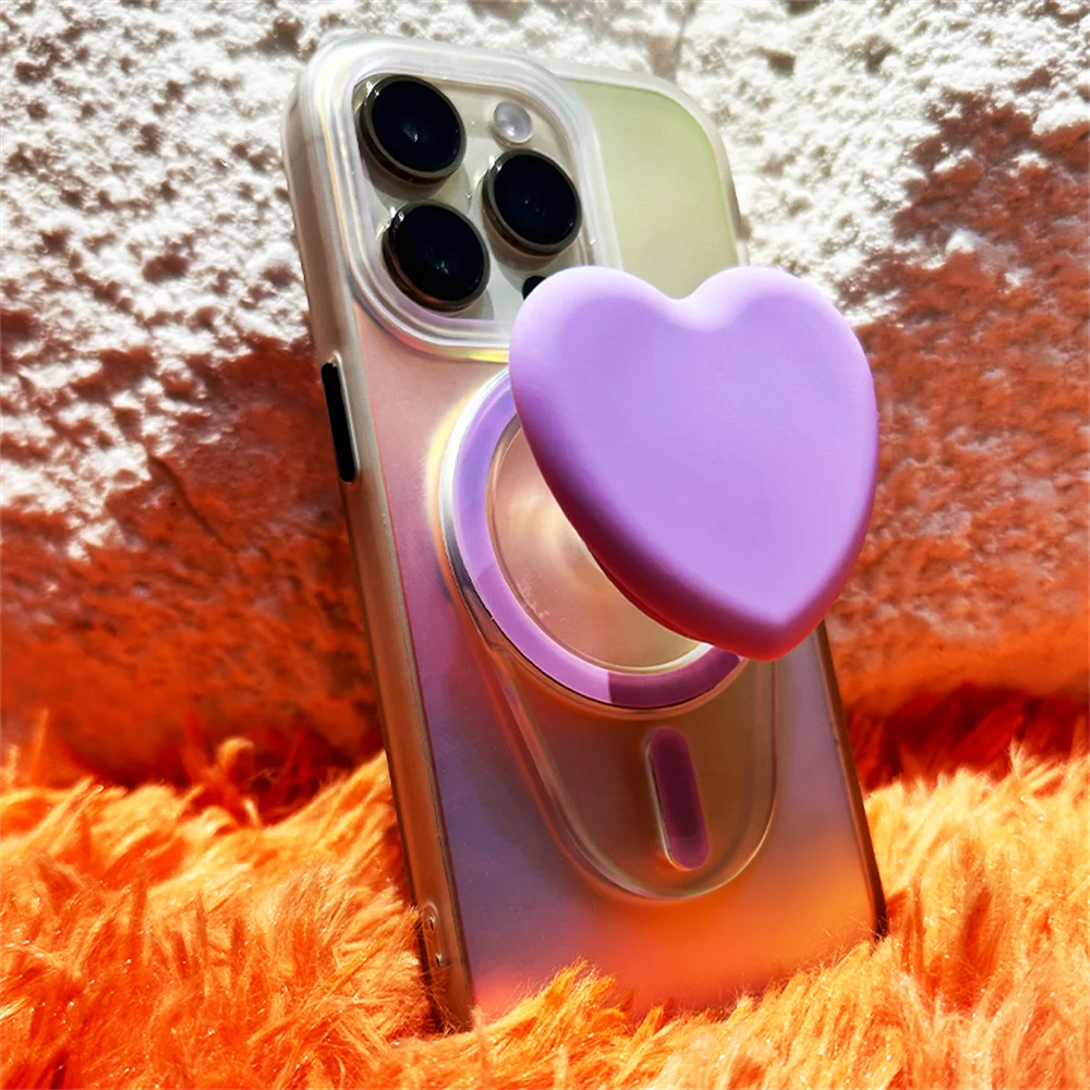 Luxury Waterdrops Hearts Silicone Magnetic Phone Grip For iPhone 15 14 13 Magsafe Socket Finger Bracket Stand Holder