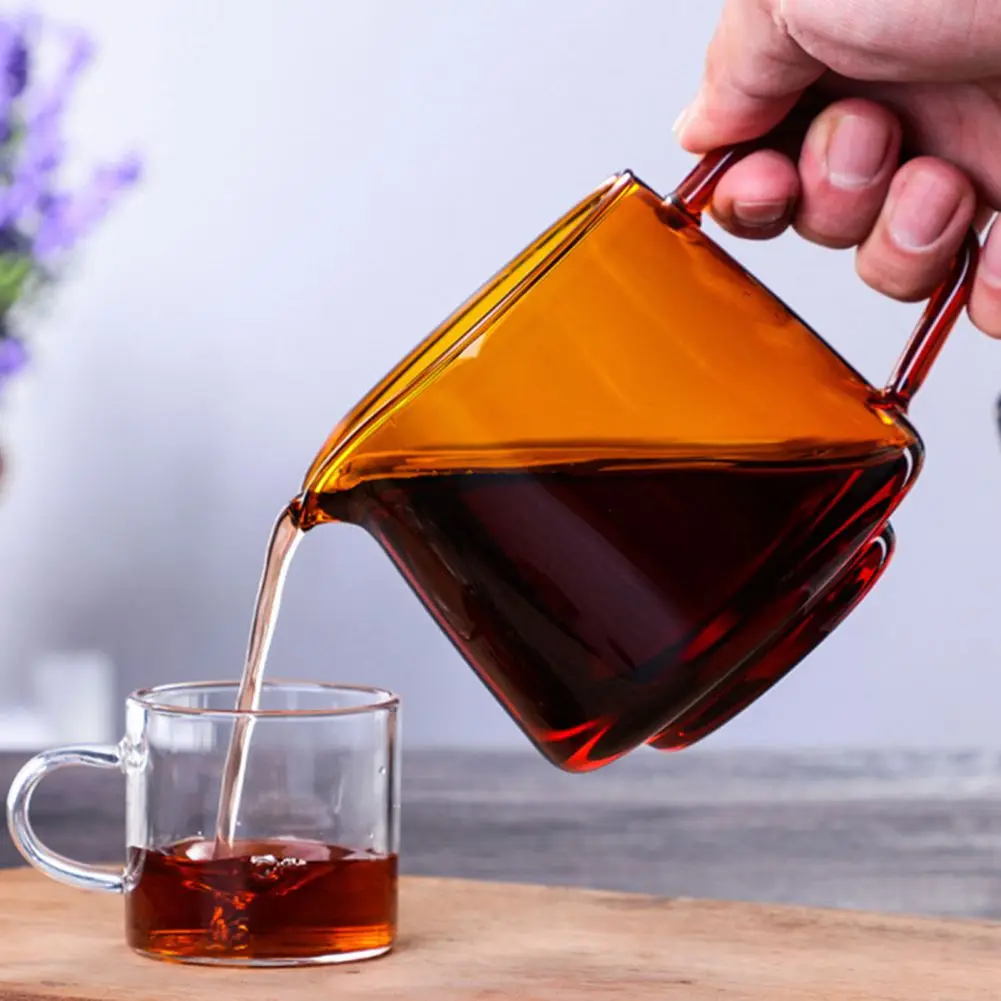 1/2pcs Small Glass Pitcher Clear Coffee Servers with Spout and Handle Milk Frothing Teapot Creamer Jug 300/550ml