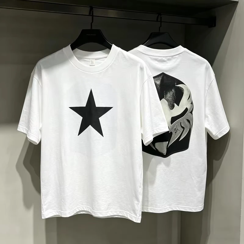 2026 Wrestler Mask Star Graphic Large Printed Cotton Unisex Short Sleeve T-Shirts for Kids Adults Street Casual Tops