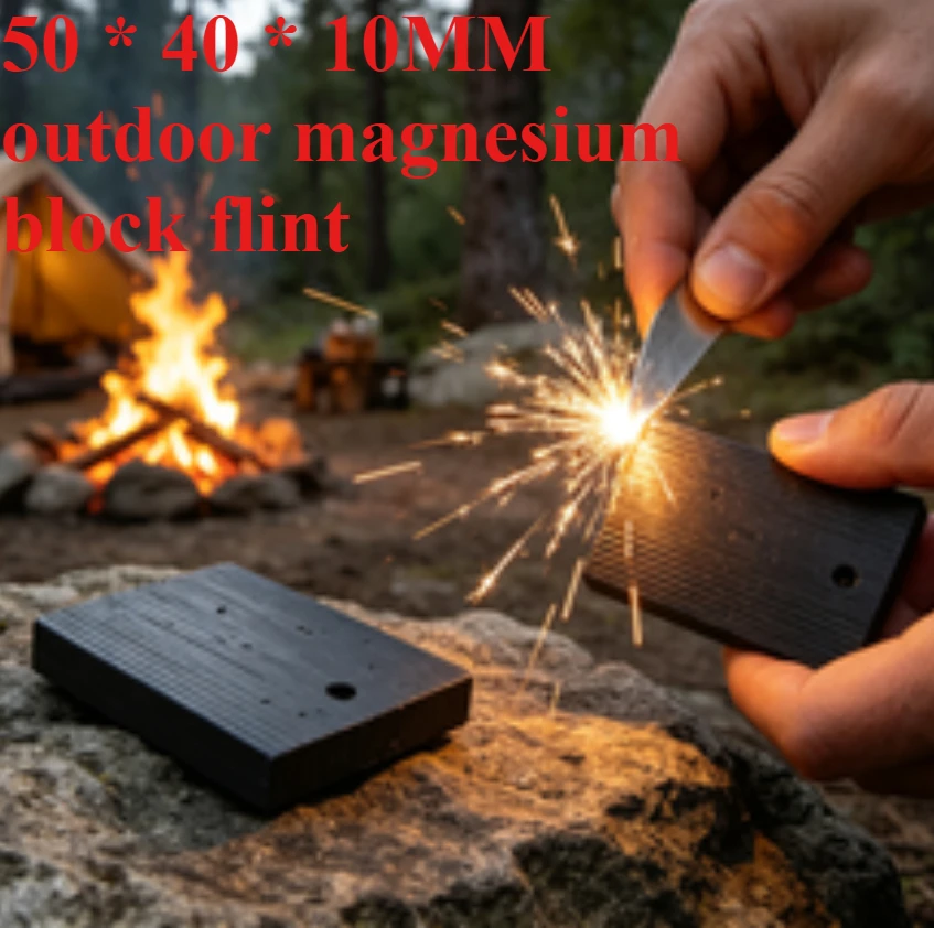 

2PCS 50 * 40 * 10MM Outdoor Magnesium Block Square Ignite Stone Field Fire Rescue Portable EDC Tool