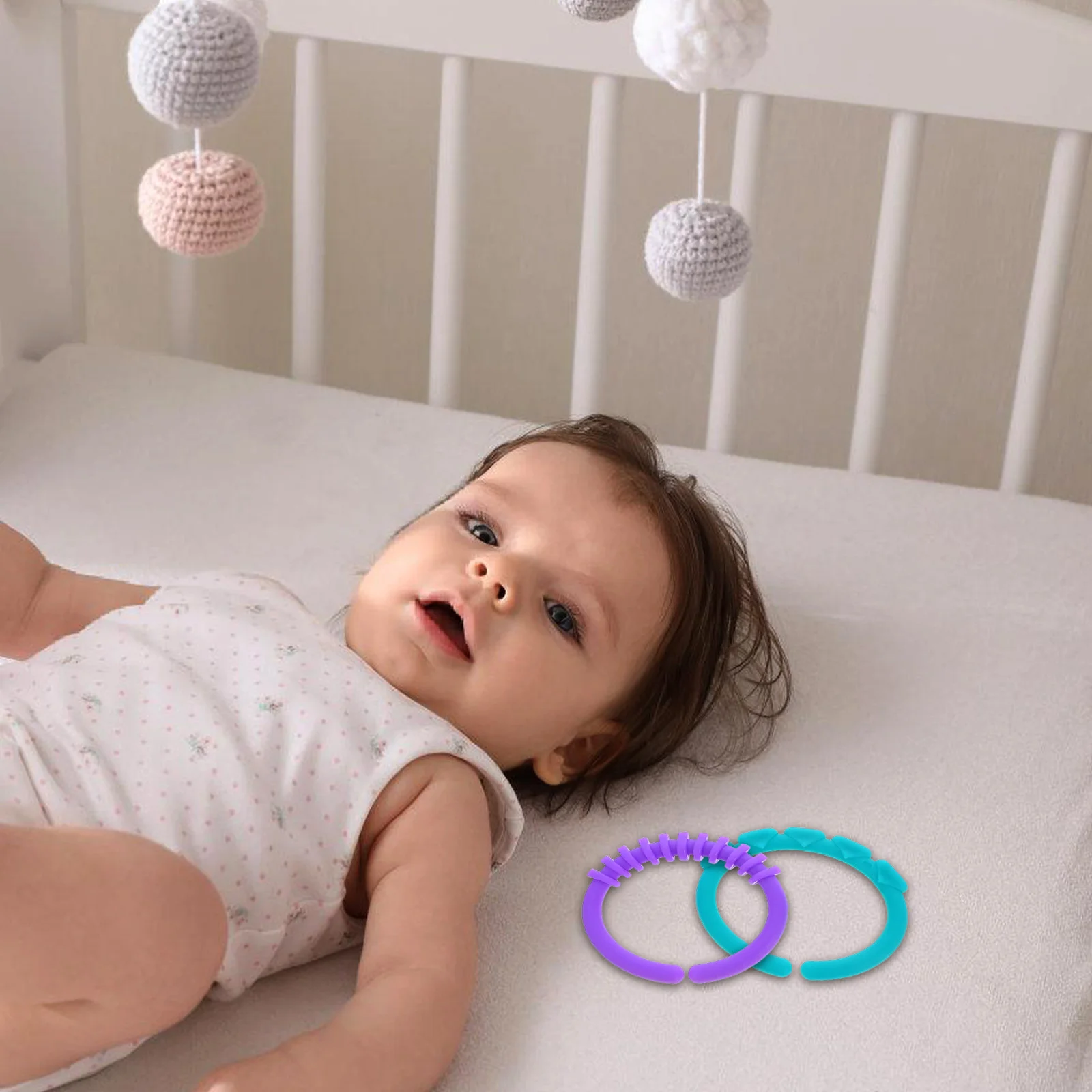 

18pcs Baby Teether Rings Links Finger Connecting Toys Rattle Stroller Infant Non Toxic Safe Plastic Ball