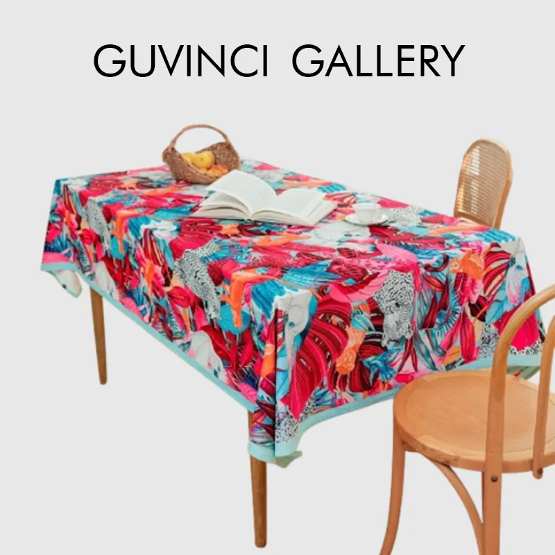 GUVINCI Parrot On The Background Of Tropical Leaves Animals Tablecloth Plush Velvet Tapestry Table Runner Brazil Style Home Deco