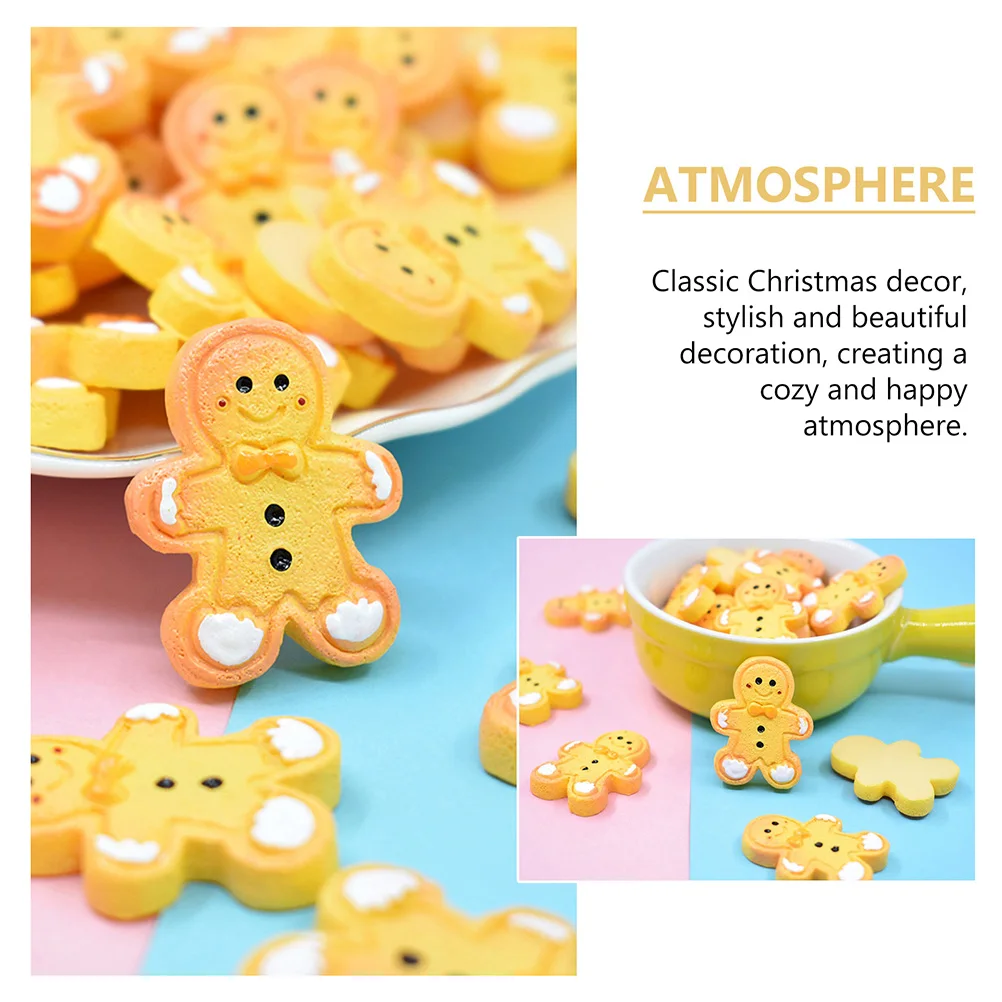 

30 Pcs Simulated Cookie Accessories Gingerbread Man Hanging Decorations Ornament Pendant Resin Charms for Jewelry Making