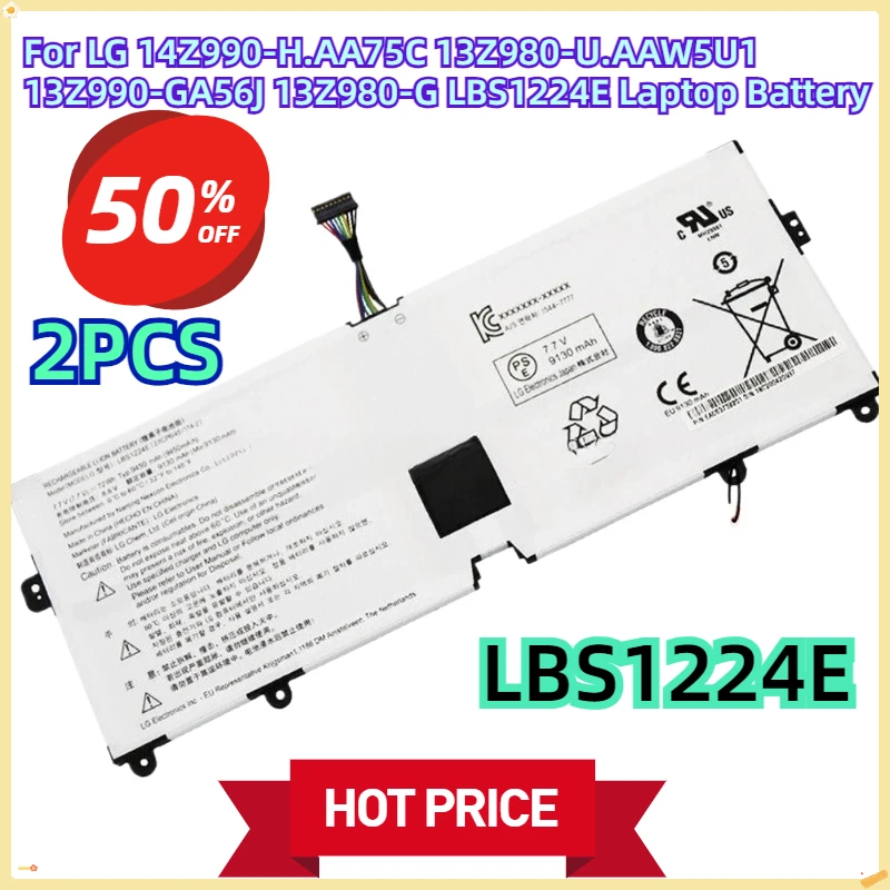 For LG 14Z990-H.AA75C 13Z980-U.AAW5U1 13Z990-GA56J 13Z980-G LBS1224E Laptop Battery 2PCS