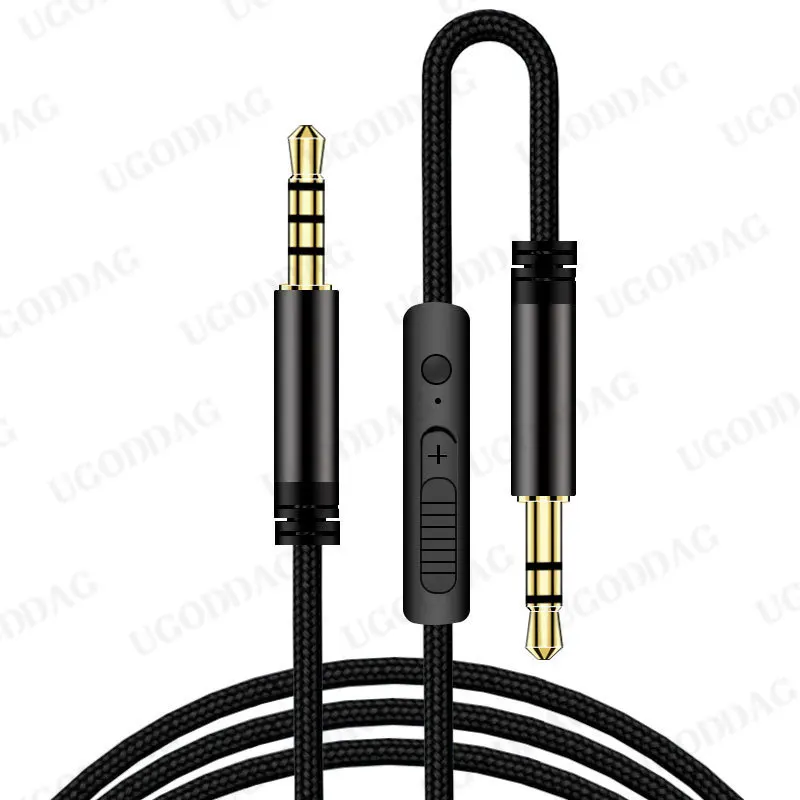 Audio Cable 3.5mm to Jack 3.5mm Speaker Line Aux Cable Male to Male with Mic to Volume Control for iPhone Samsung Headphone Car