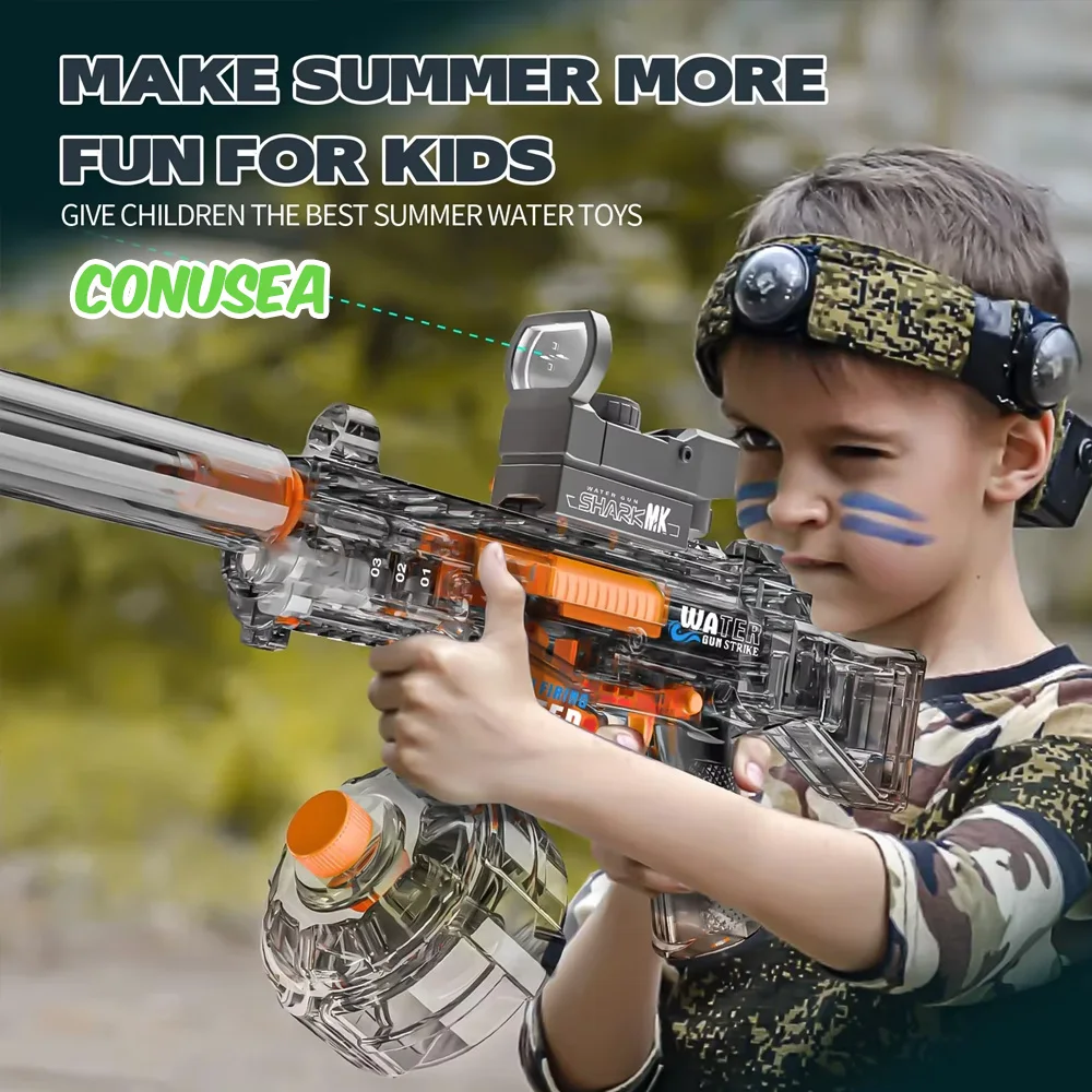 Water Absorption Electric Water Gun Automatic with Light water Toy Continuously Shooting Large Capacity Outdoor Sprinkler Toys