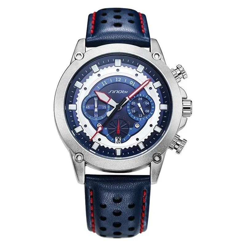 ساعة NEWMens للرجال متعددة الوظائف صغيرة بثلاثة دبابيس مقاومة للماء كوارتز مضيئة مع تقويم 9864