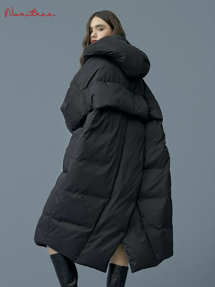 

S- 7XL Winter Oversized Warm Duck Down Coat Female X-Long Down Warm Jacket Hooded Cocoon Style Thick Warm Parkas F192 Fit 110kg