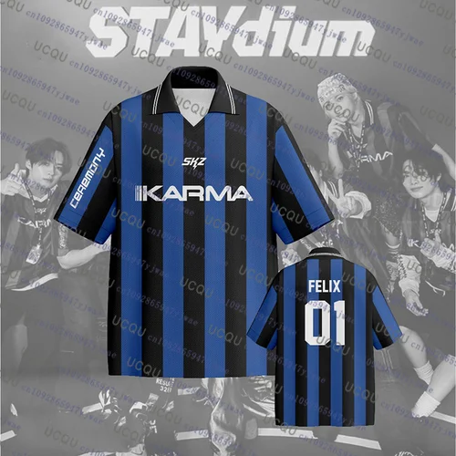 Imagen 2 del producto Camiseta Kpop Stay Karma Album Fans Felix Bangchan Hyunjin, ropa de calle holgada deportiva de gran tamaño, Top de manga corta, ropa para hombre