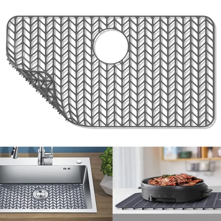 

Sink Protectors for Kitchen Sink, Kitchen Sink Protector Mat 28.4x15.2 HeatResistant Silicone Folding NonSlip Mat for Stainless