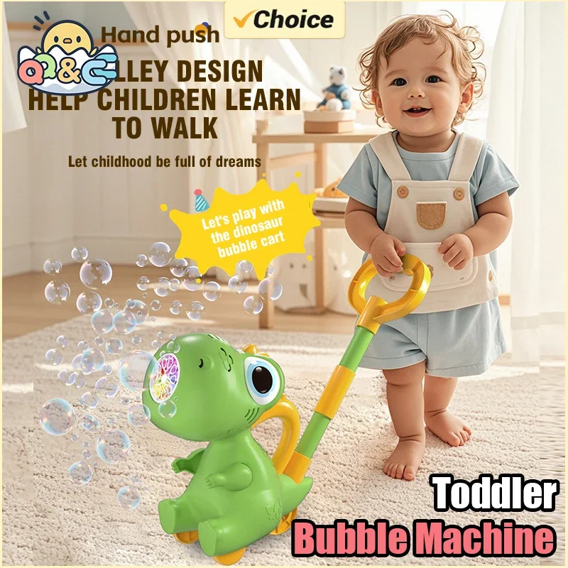 طفل الكرتون ديناصور اليد دفع آلة فقاعة 2 في 1 الكهربائية فقاعة الصابون تهب حفلة الأطفال في الهواء الطلق لعب للطفل هدية #1