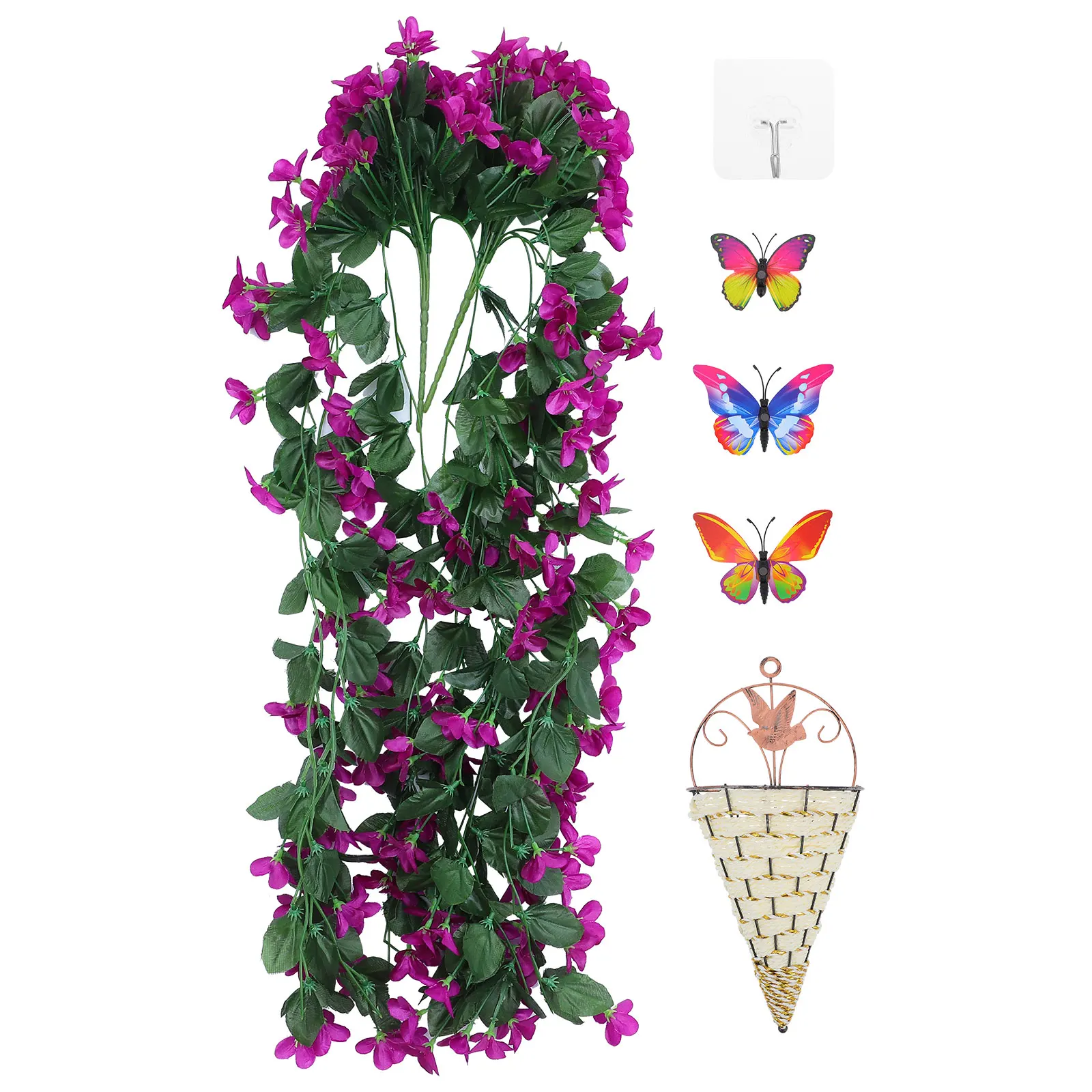 

Simulated Violet Decoration Wall Basket Faux Ornament Fake Flower Trumpet Hanging