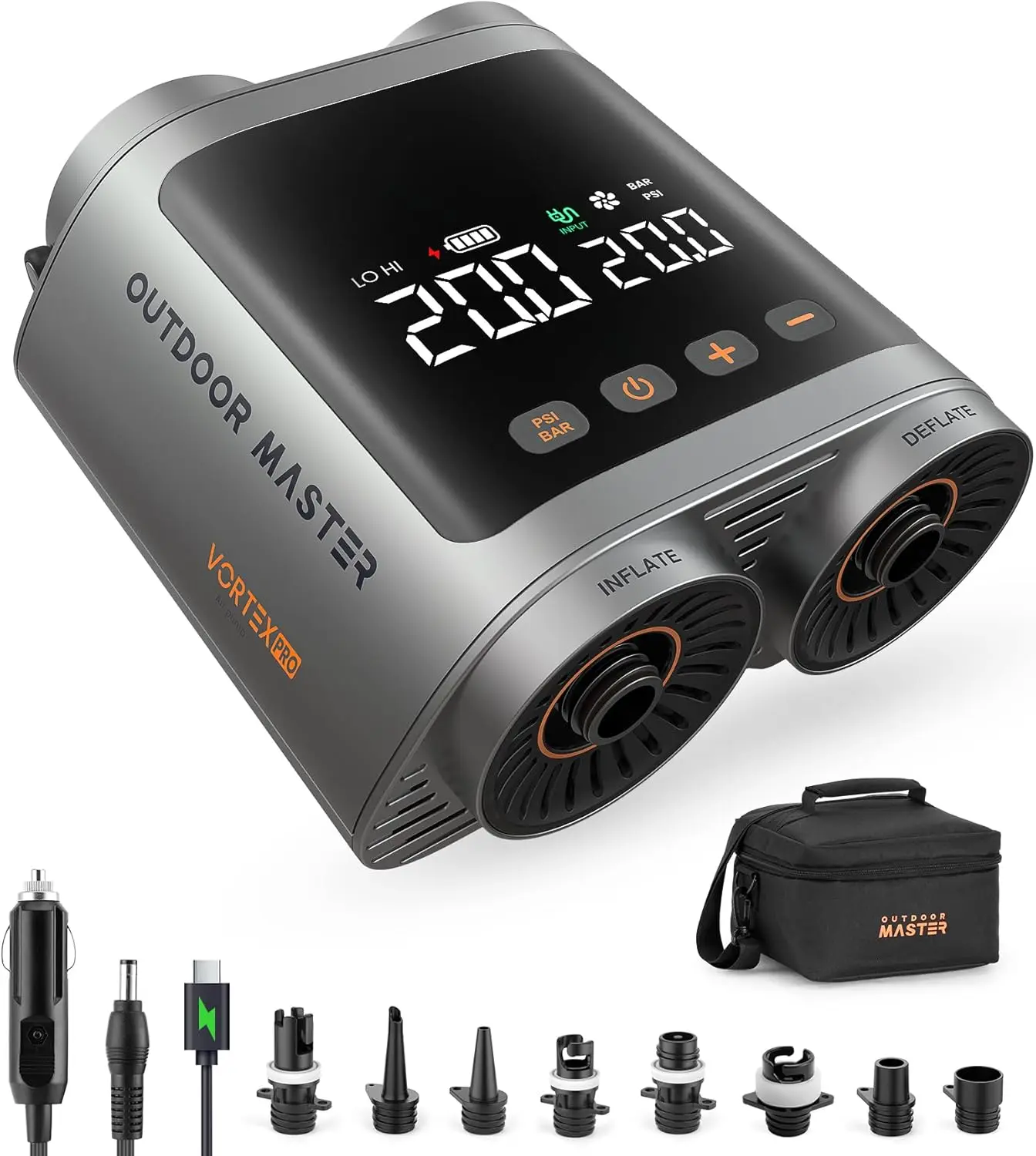 

Портативный электрический SUP-насос с аккумулятором емкостью 57,7 Втч, быстрая зарядка, макс. 20 фунтов на квадратный дюйм для надувных лодок