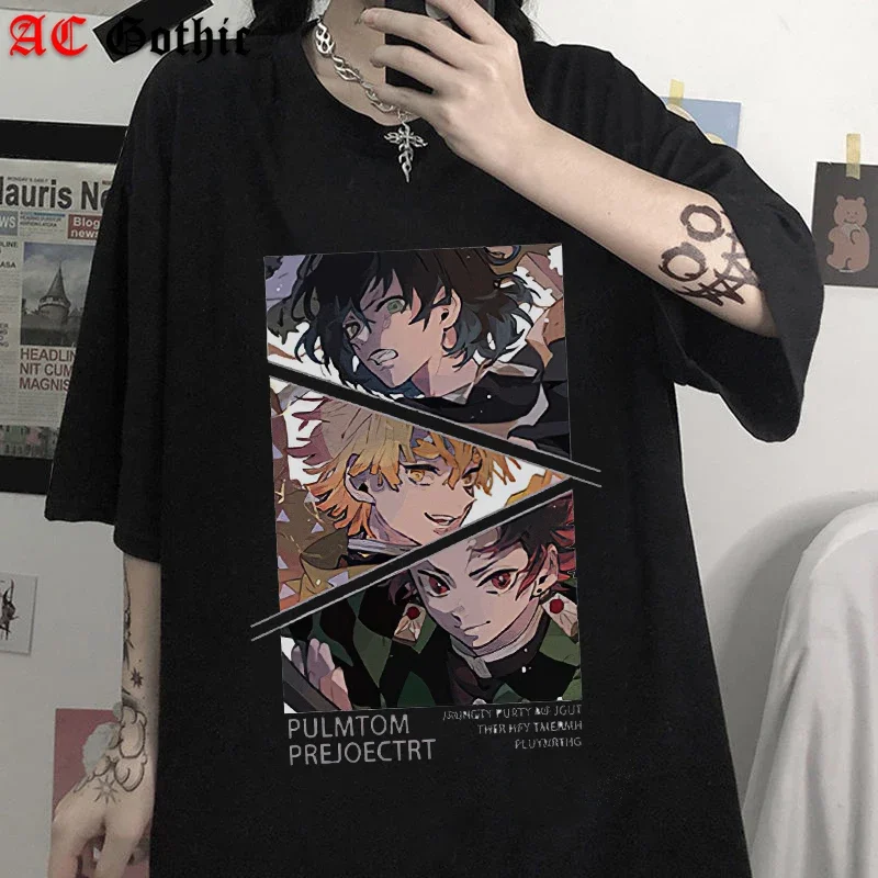 Demon Slayer T-Shirt Women Inosuke Anime Demon Blade Novelty Pure Loose Tees O Neck Short Sleeve Tees Shirts Women Clothing Tops