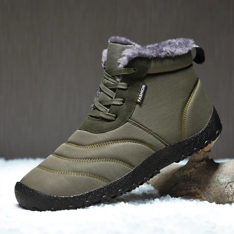 Stivali da neve invernali per adulti per uomo donna scarpe da trekking stringate da esterno sneakers calde in peluche stivaletti in cotone casual uomo taglia grande 48